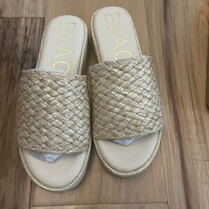 Matisse Beige Woven Slide Sandals
